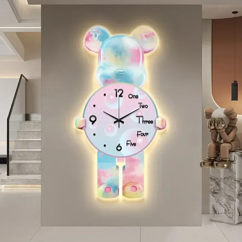 Luminous Cartoon Creative Living Room Clock Wall Clock USB Plug-in Wall Hanging Clock Hanging Wall and Non-luminous Models