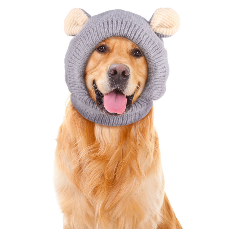 Dog Ear Muffs Noise Protection Pet Ears Covers Knitted Hat Winter Warm Earmuffs For Small Medium Dogs