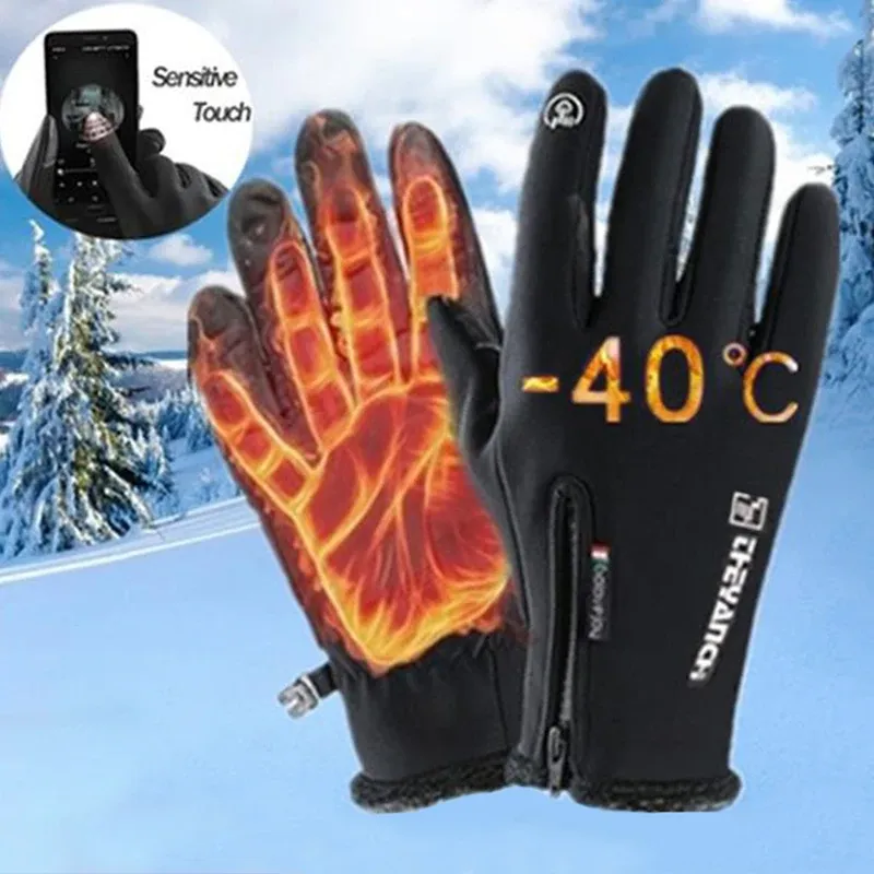 Winter Fishing Gloves Men Cycling Gloves Full Finger Waterproof Thermal Touch Screen Windproof Hiking Ski Bike Motorcycle Gloves