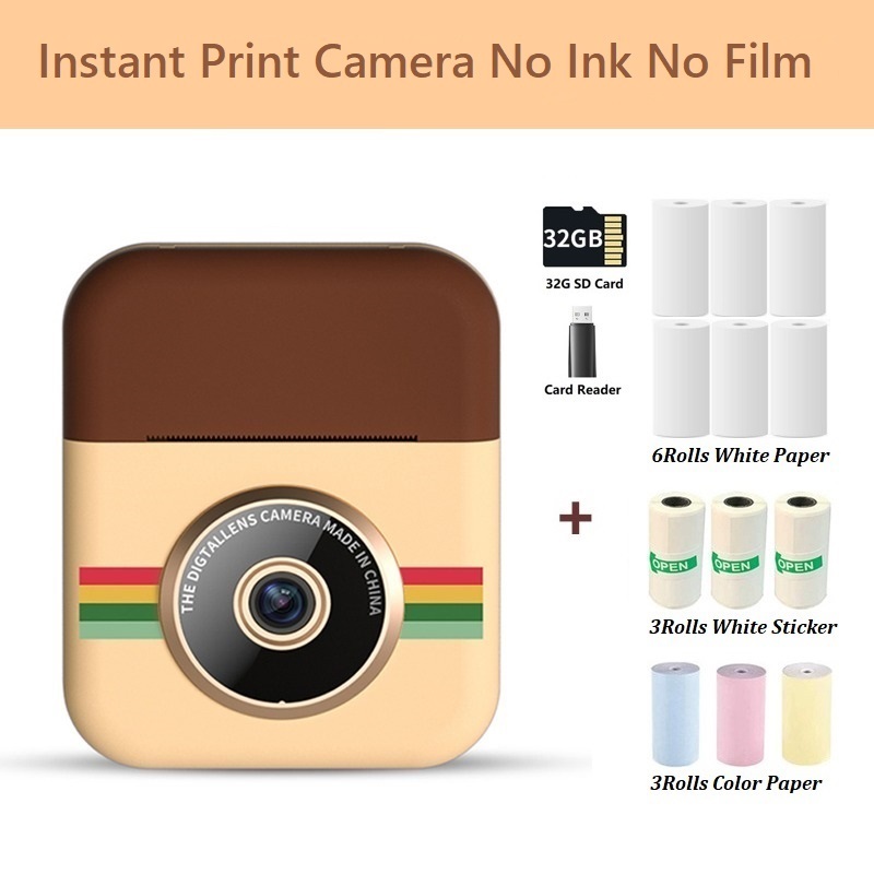 Kids Toy Instant Print Camera Mini Digital Camera With HD Video Record Dual Lens Thermal Photo Paper Print Child Gift Boys Girls