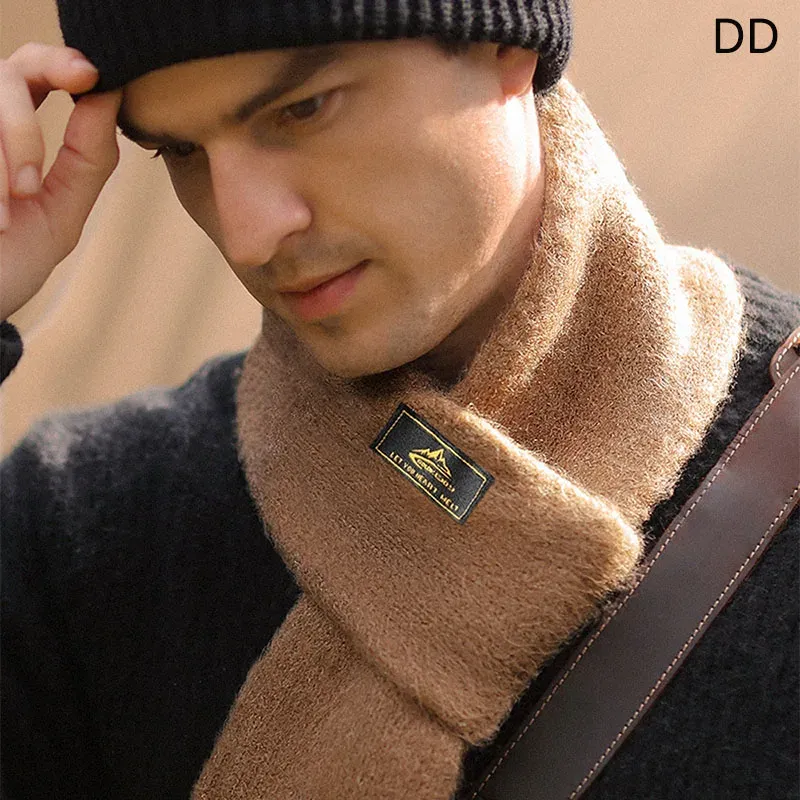 High Quality Men Scarf Winter Imitation Mohair Cashmere Muffler  Outdoor Leisure Warm Knit Soft Simple Shawl Male Japanese Teen