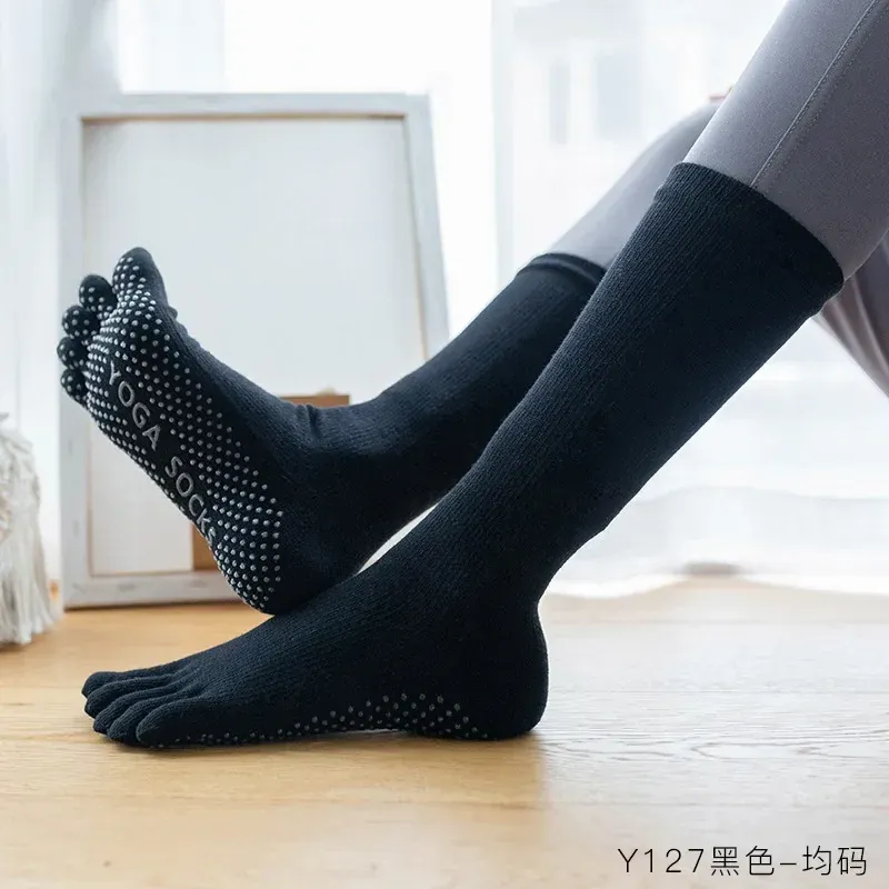 Mid-tube Yoga Socks New Glue Pilates Non-slip Socks Autumn and Winter Sports Five-finger Socks Toe Socks