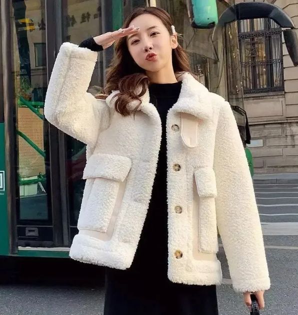 New women's winter lamb wool coat autumn and winter all-match thickened fur cashmere coat leather integrated fleece