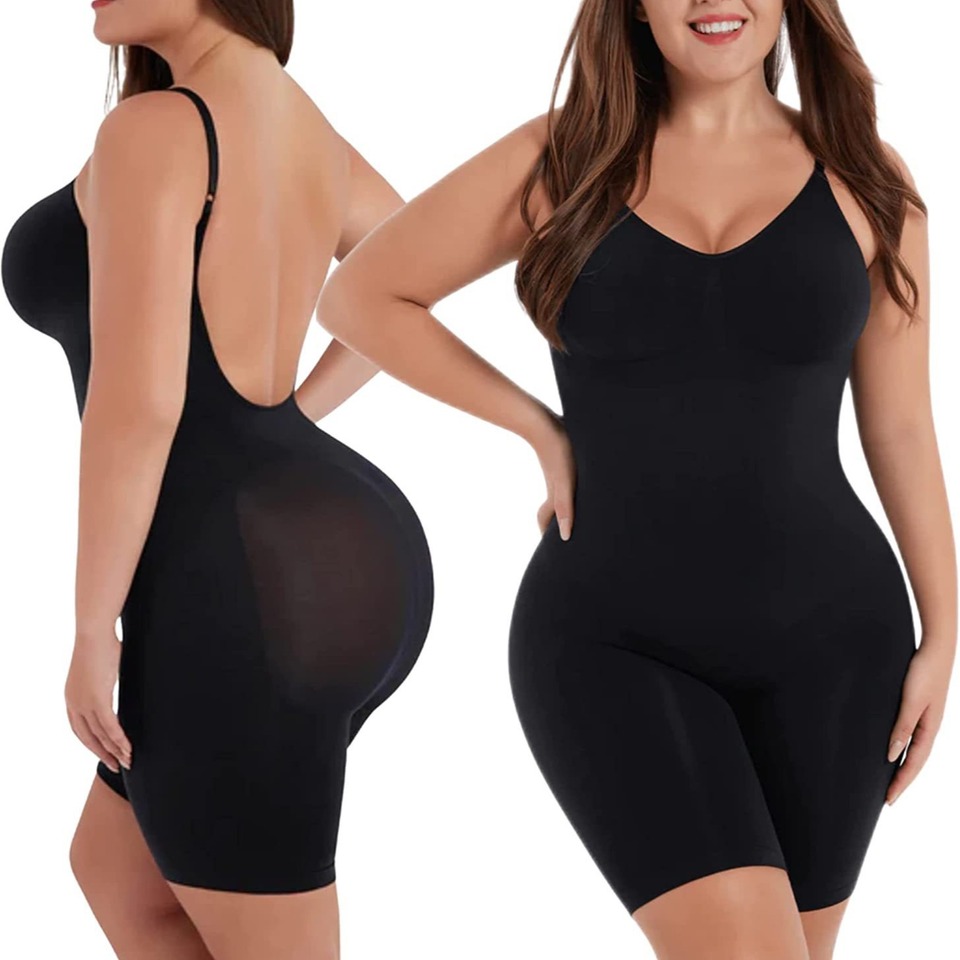 Seamless Women Bodysuit Butt Lifter Shapewear Waist Trainer Body Shaper Strappy-Back Chest Enhancing Corrective Underwear Corset