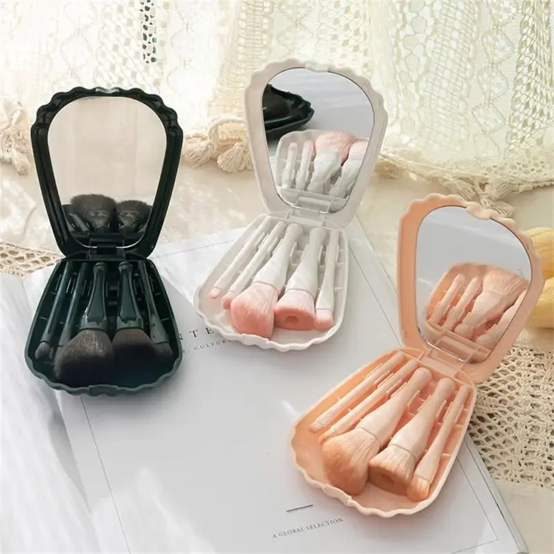 3 colors Portable travel Makeup Brushes Set With mirror box brush Cosmetics Natural Soft Eyeshadow powder Blush Eyebrow brush