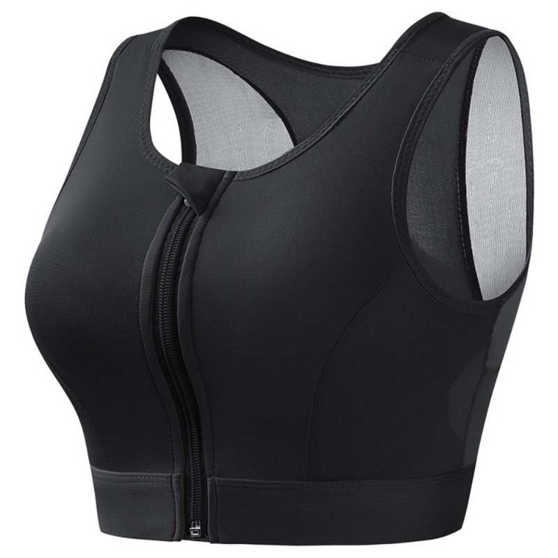 Sports Bra for Women High-Strength Shock-Absorbing Gathering Top Running Zipper No Steel Bracket Underwear Yoga Vest