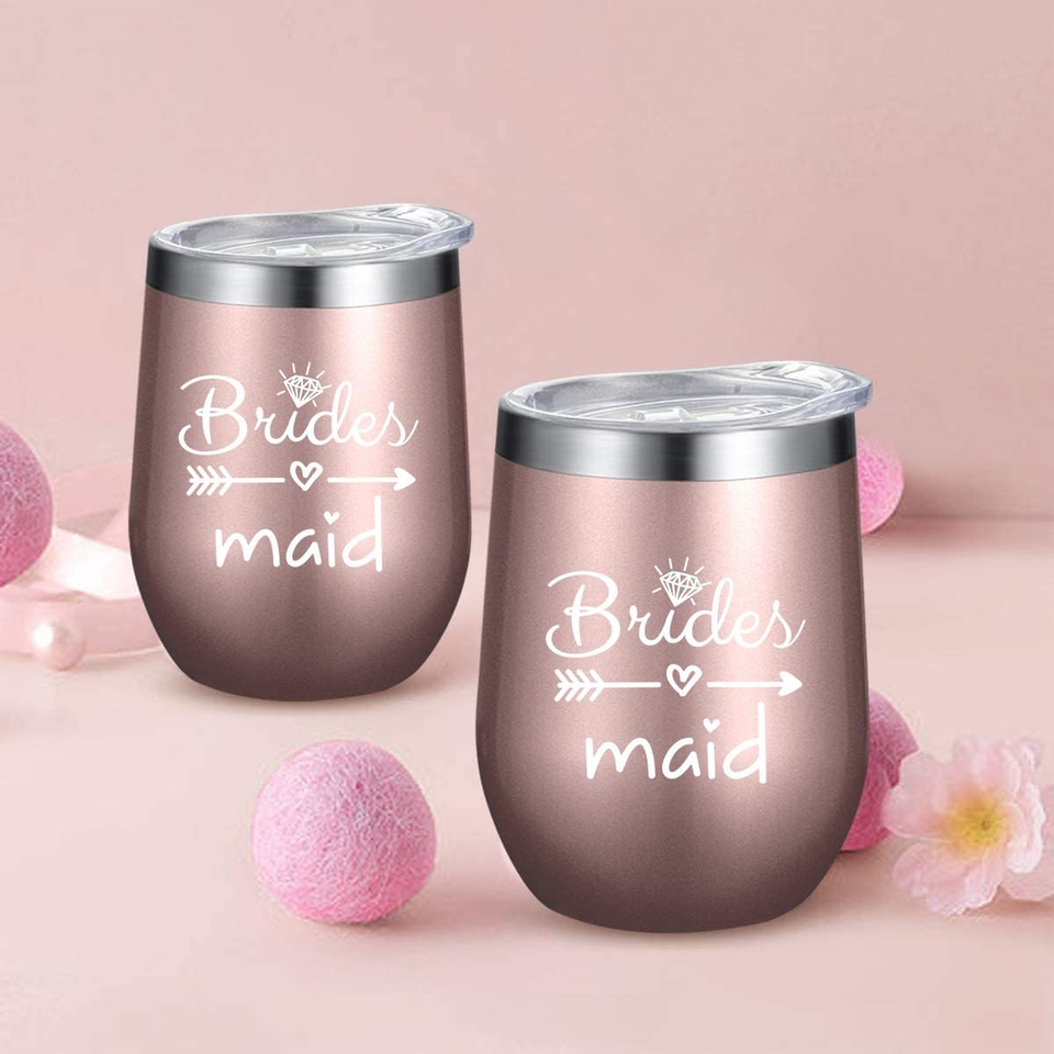 12 oz Bride Tribe Stainless Steel Wine Tumblers Engagement Wedding Gifts Bridesmaids Bachelorette Party Supplies Bride to Be