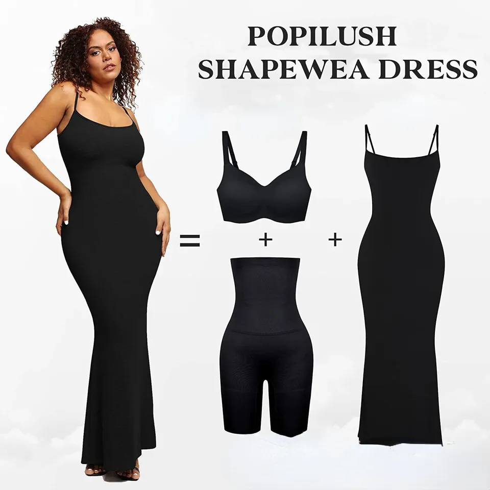 Two-in-one Shapewear Jumpsuit Tummy Lift Plus-size Corset Open Crotch Suspender Tight Long Dress Chest Pad Bodysuit Fajas Sexy