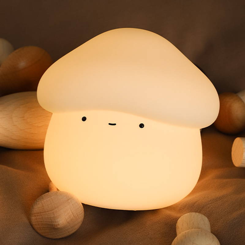 Night Lamp for Kids Mushroom Silicone Night Light Dimmable Timer USB Charging Light Room Decor Children Bedroom Bedside Room