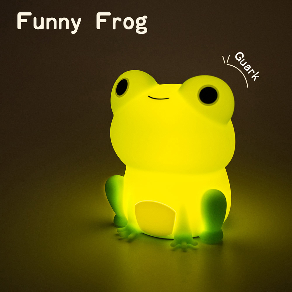 LED Night Light Cute Frog Soft Silicone Lamp Timer Bedroom Home Decor Child Birthday's Day Christmas Gifts Baby Sleep Nightlight
