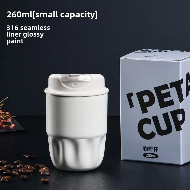 Portable Travel Dual Drink Coffee Cup 316 Stainless Steel Insulated Cup Student High Beauty Straw Coffee Cup for Cafe Tea Water