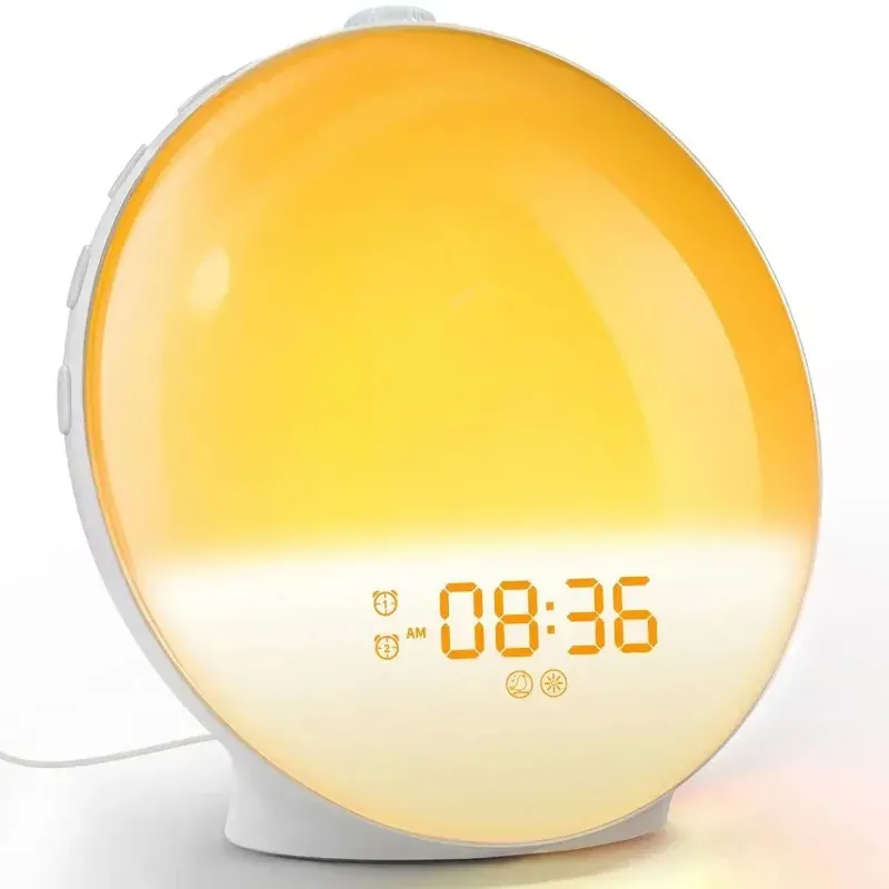 Wake up light sunrise alarm clock time atmosphere light colorful RGB night light white dry sound FM radio accompanying sleep