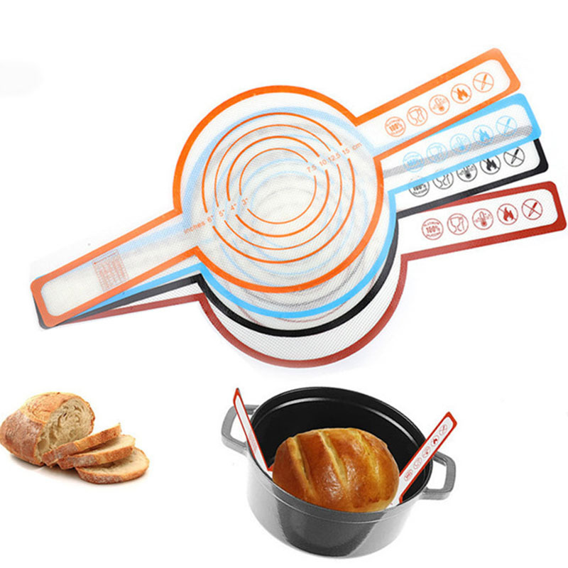Silicone Baking Mat with Long Handles Kneading Mat Pizza Cake Non-StickBakeware Dough Transfer Pad Supplies Kitchen Cooking Tool