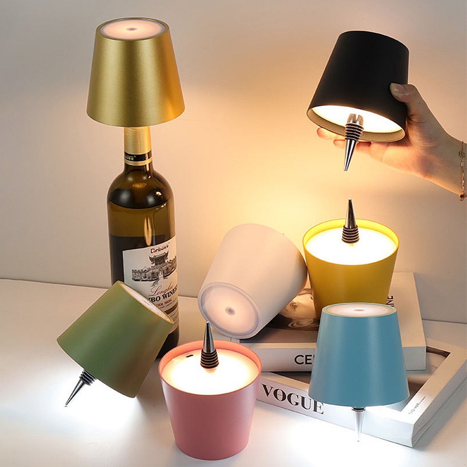 Wireless Bottle Lamp LED Wine Bottle Light Bottle Headlight Cordless Table Lamp Type-c Charging for Restaurant Bedroom Bar Decor