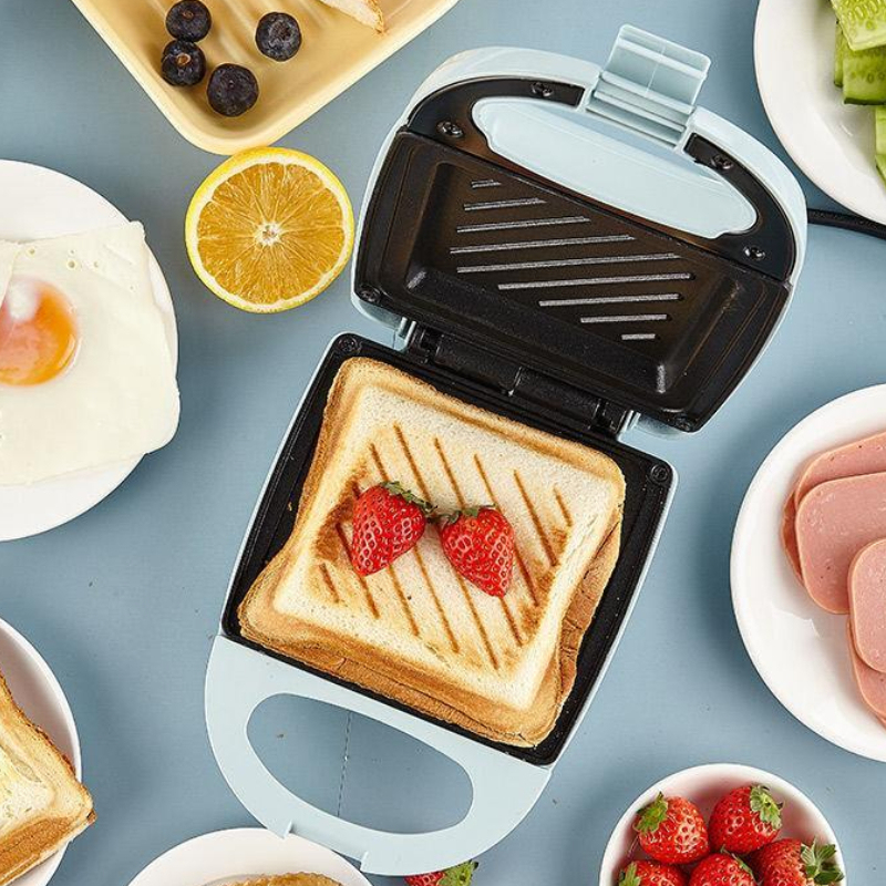 3-in-1 Breakfast Maker for Sandwich/Panini/Waffles, Compact Electric Toast Press Machine, Healthy Snack Maker for Students