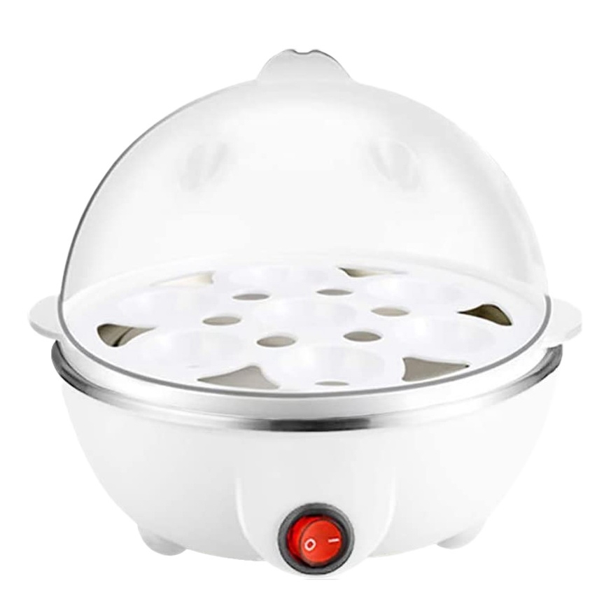 Electric Boiled Egg Cooker Boiler Maker Rapid Heating Stainless Steel Steamer Pan Cooking Tool White EU Plug