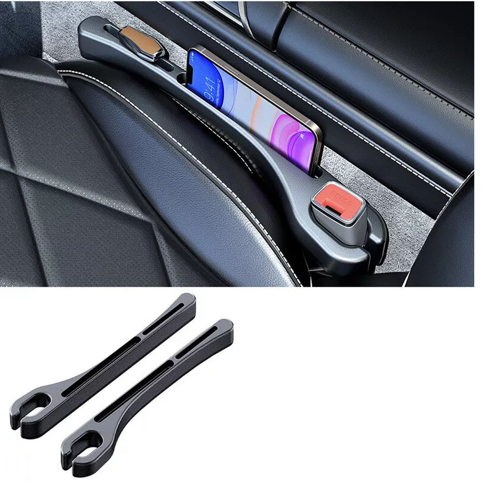2Pcs Car Seat Gap Filler Organizer PU Waterproof Universal Car Seat Gap Anti-leak Stopper Strip 2Slot Seat Gap Storage Organizer