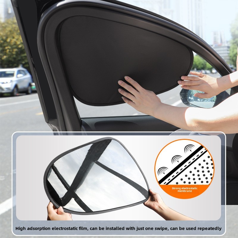 2/4pcs Electrostatic Curtains for Car Side Window 4-Layer Sun Protection Cover Foldable Car Sun Shade 99.9% UV Ray Blocking