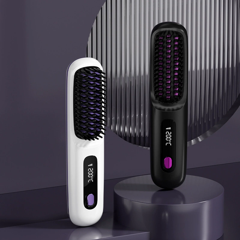 Cordless Hair Straightening Comb Negative Ion Hair Straightening Comb Cordless Straight Curl Portable Hair Straightening Curling Comb
