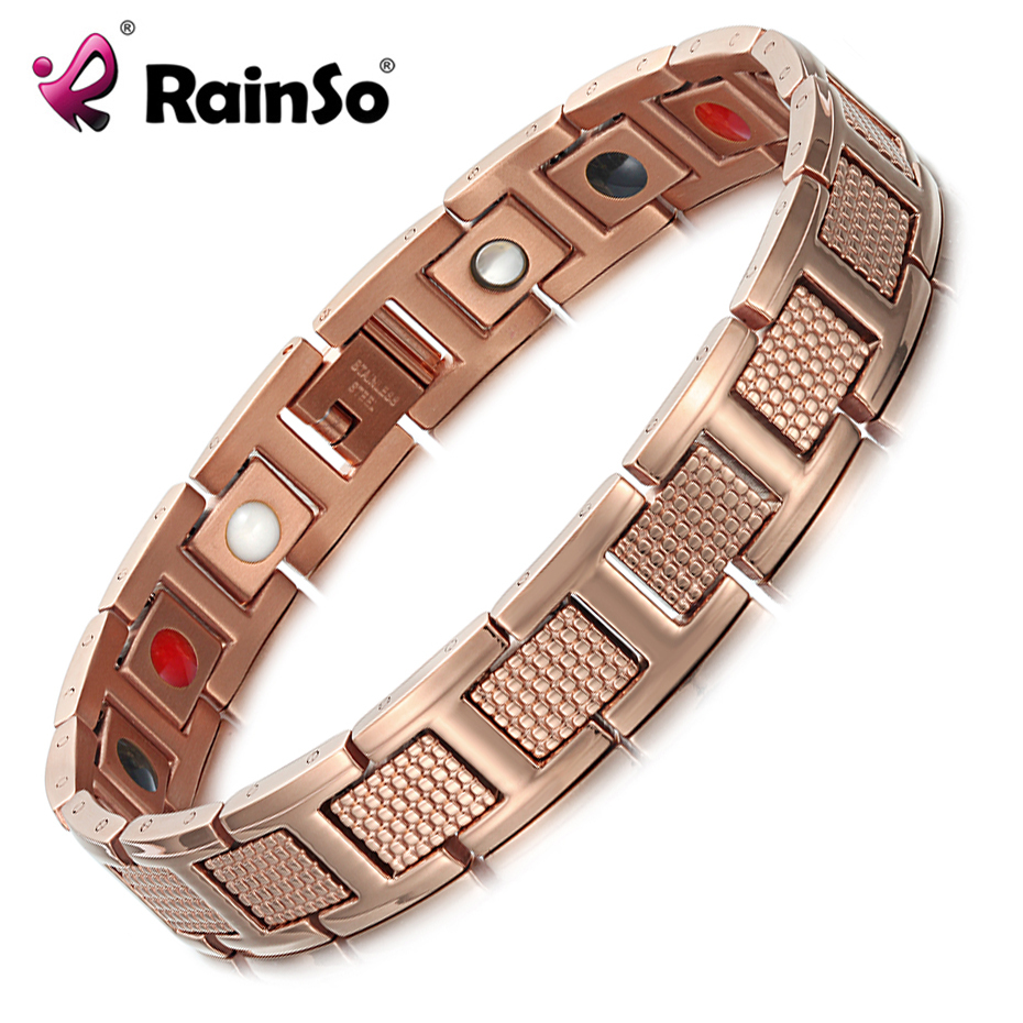 Rainso Magnetic Bracelet For Men Fashion Stainless Steel Black Bracelets Bangle Wristband Sports Style New Design Jewelry