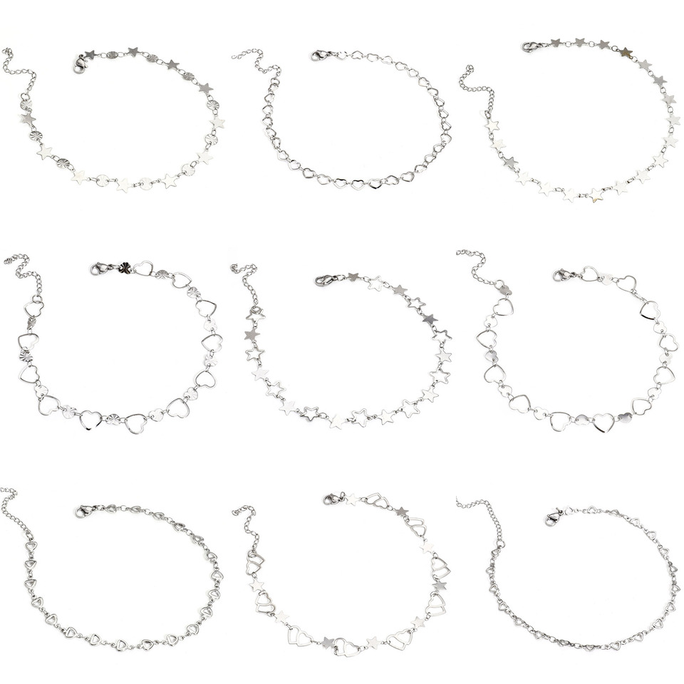 1 Piece 304 Stainless Steel Handmade Link Chain Anklet For Women Silver Color Leg Chain Foot Ankle Bracelets Jewelry Gift