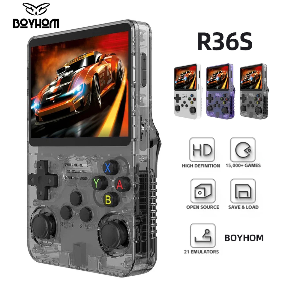 New r36s open source handheld game console portable retro arcade games nostalgia 3d dual system handhelds