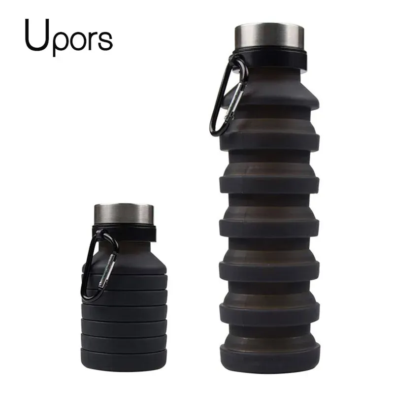 550ML Portable Collapsible Water Bottle BPA Free Leak Proof Silicone Reuseable Outdoor Camping Foldable Sport Water Bottles