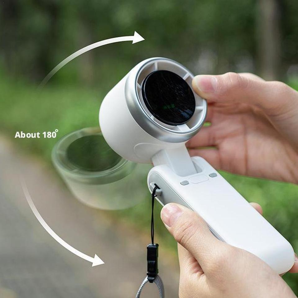 Mini Handheld Fan Foldable Portable Neck Hanging Fans 5 Speed USB Rechargeable Fan Display Screen Mini Air Cooling Turbo Fan