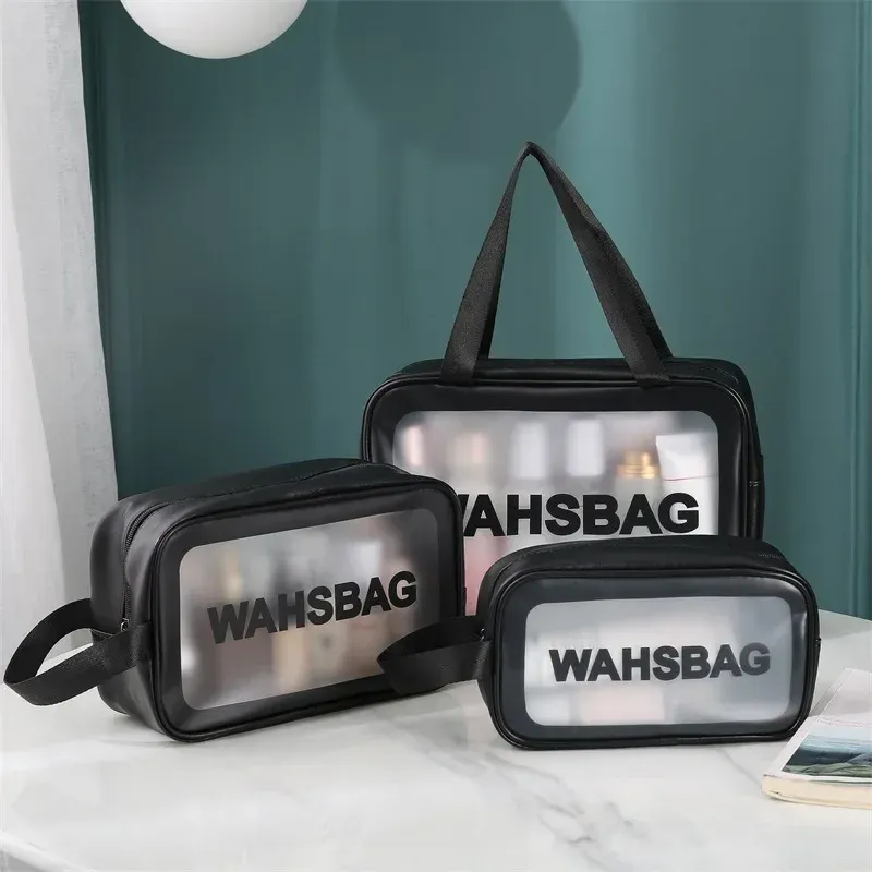 Transparent Women's cosmetic bag 3pcs Set Waterproof Wash Bag Large Capacity PVC Bath Bag Portable Storage Bag travel essentials