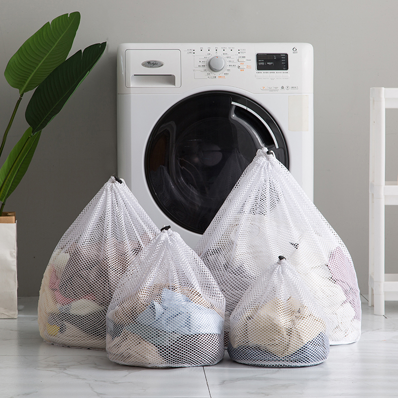 Drawstring Laundry Bag Coarse Net Washing Bags Dirty Clothes Organizer Pouch 4Pcs Set Laundry Bag For Washing Machine Household