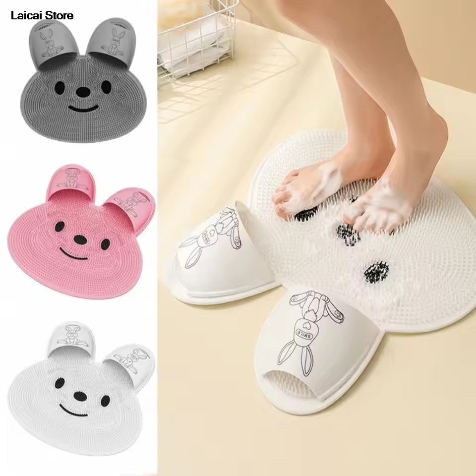 Silicone rabbit foot rubbing mat, foot washing massage mat, bathroom non-slip mat, bathing foot rubbing, dead skin