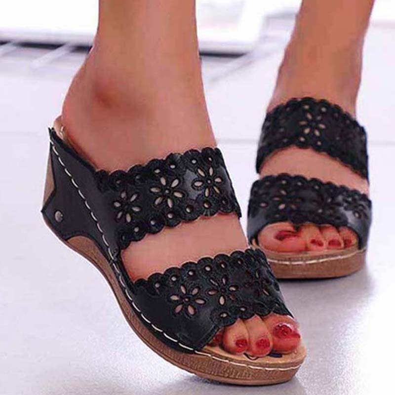 Summer Women Shoes Sandals Party Sandals Woman Slides Women's Shoes Wedge Walking Shoes Retro Female Footwear Slipper