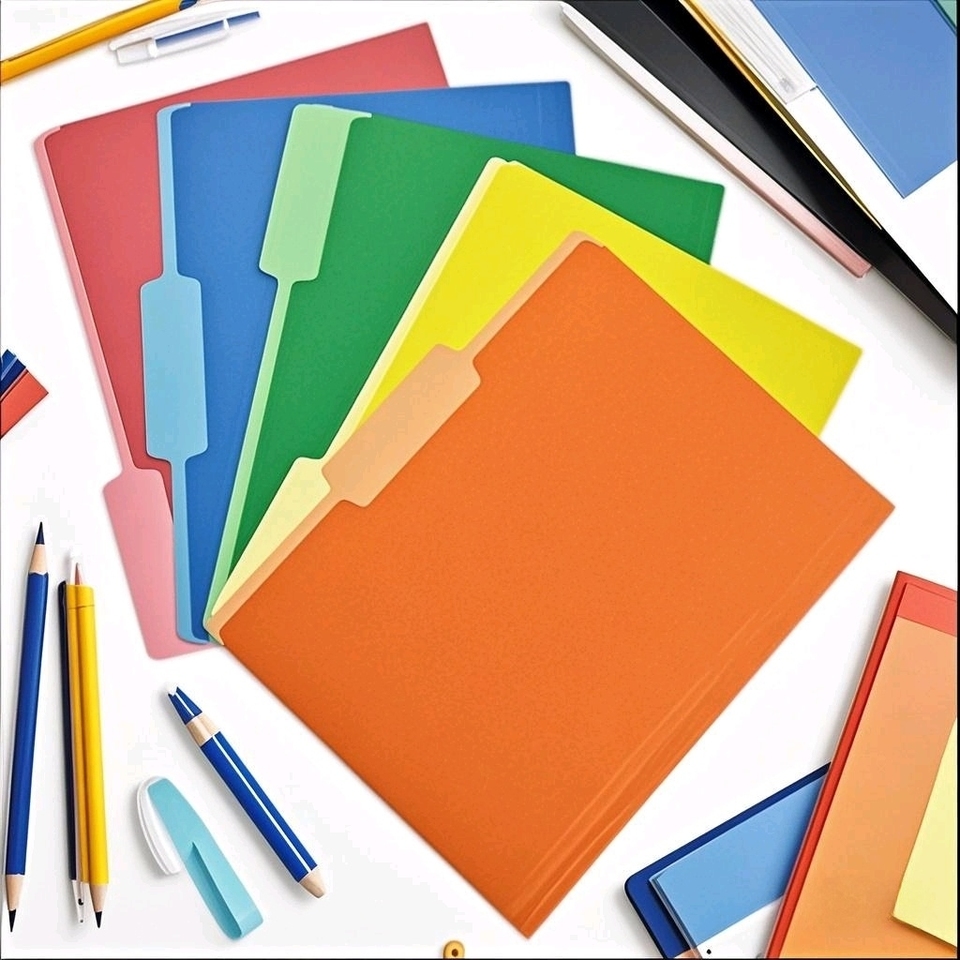 Makeasy Manila File Folders 1/3 Tabs in Assorted Positions for Filing,Letter Size, 8.5 x 14 inch Multicolor - Pack of 100