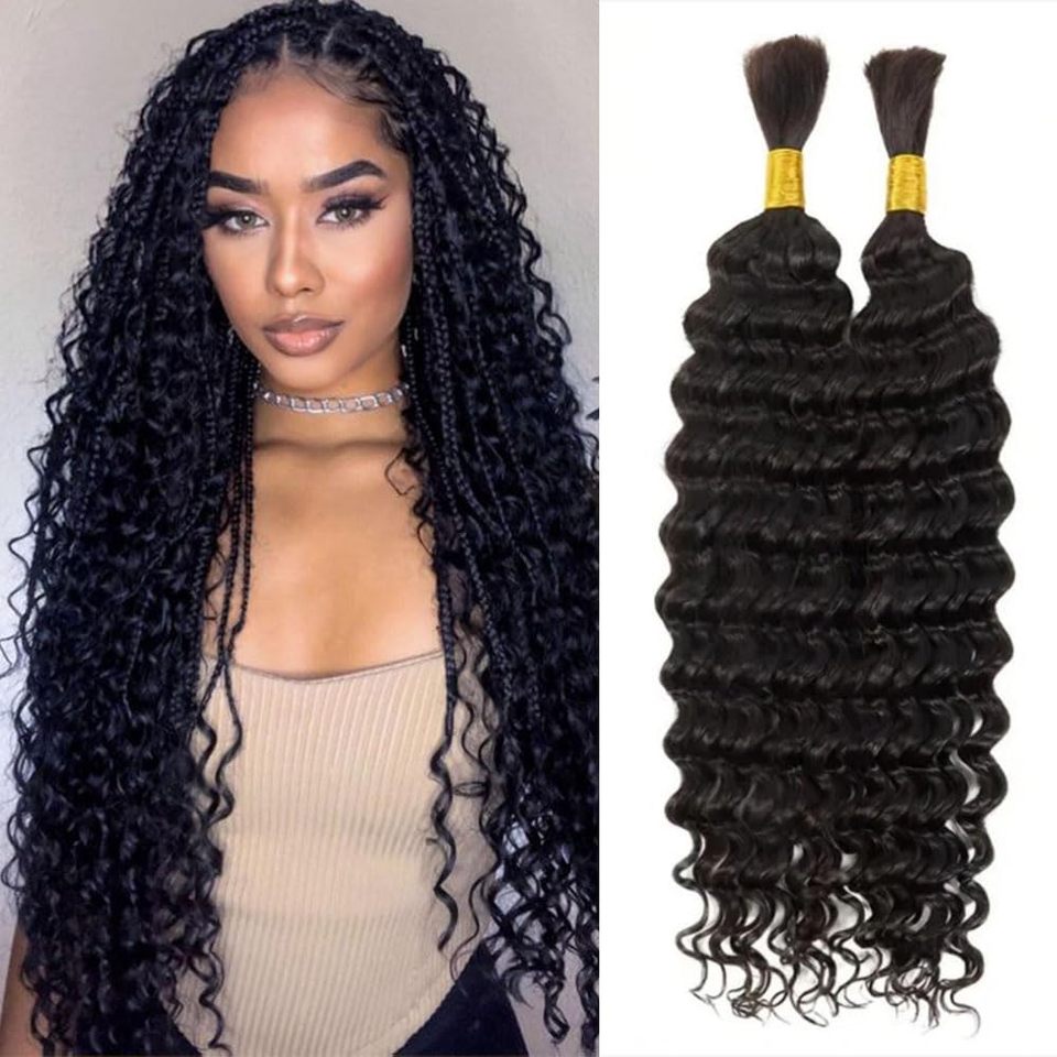 Synthetic Deep Wave Bulk hair For Braiding 160g No Weft Deep Wave For Braiding Micro Faux Braiding Hair for Boho Braids Wet
