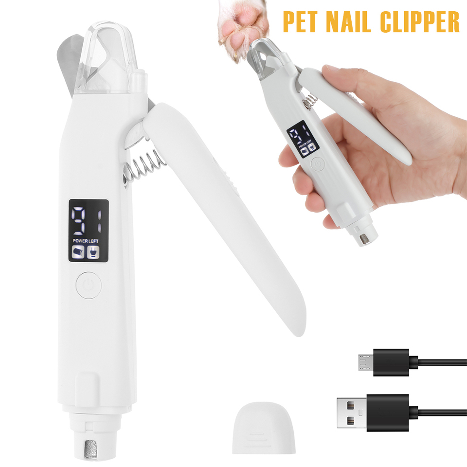 Dog Nail Clipper USB Rechargeable Pet Nail Trimmer with 2 LED Lights Low Noise Dog Nail Grinder Cat Grooming Tool Pet Supplies