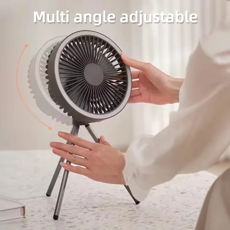 Camping Fan 10000mAh Rechargeable Desktop Portable Air Circulator Wireless Ceiling Electric Fan with Power Bank LED Light Tripod