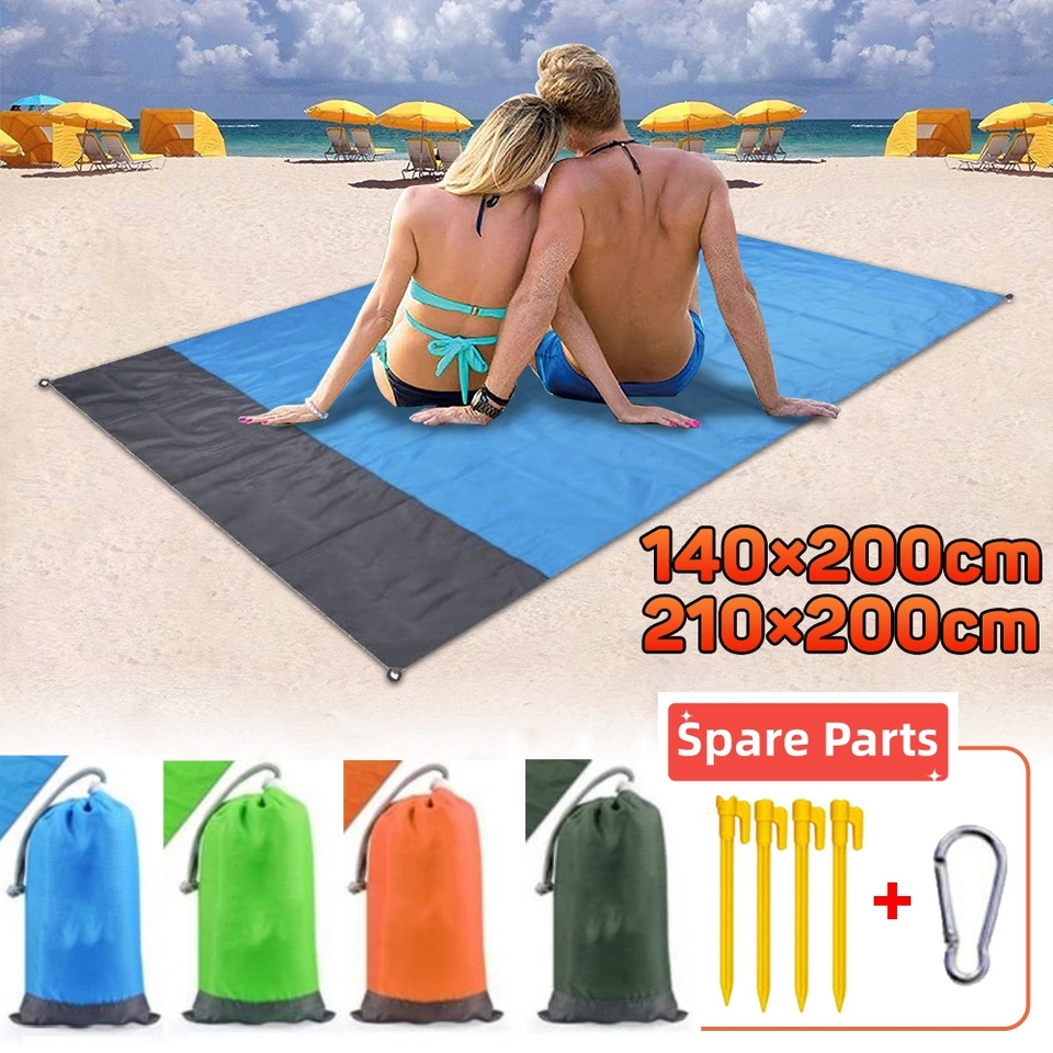 Waterproof Pocket Beach Blanket Folding Camping Mat Mattress Portable Lightweight Mat Outdoor Picnic Mat Sand Beach Mat