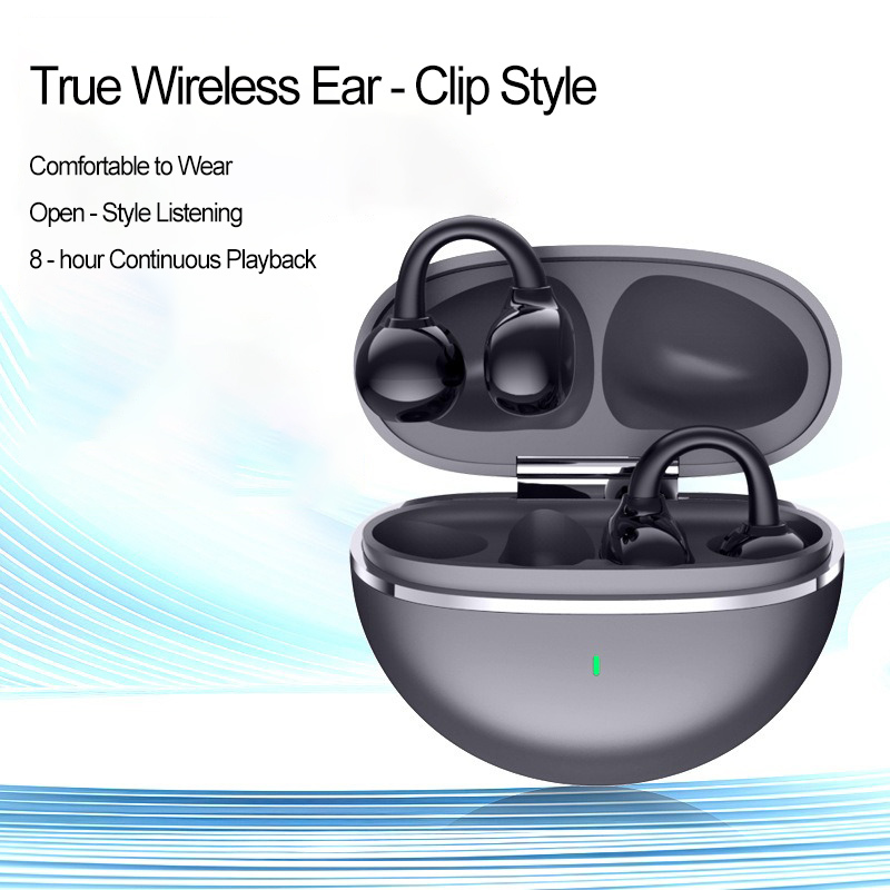 Portable Ear Clip Wireless Earphone Open Ear Sport Bluetooth 5.3 Headphone ENC Noise Cancelling Waterproof Headset
