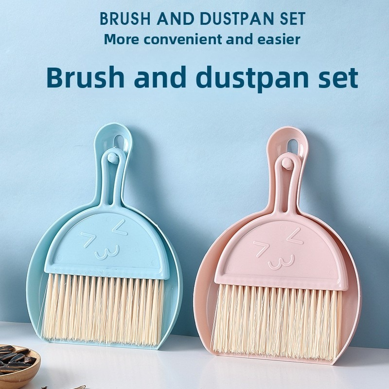 Home Desktop Mini Broom Set with Dustpan Children's Colorful Cleaning Brush for Keyboard Desktop Debris Cute Design