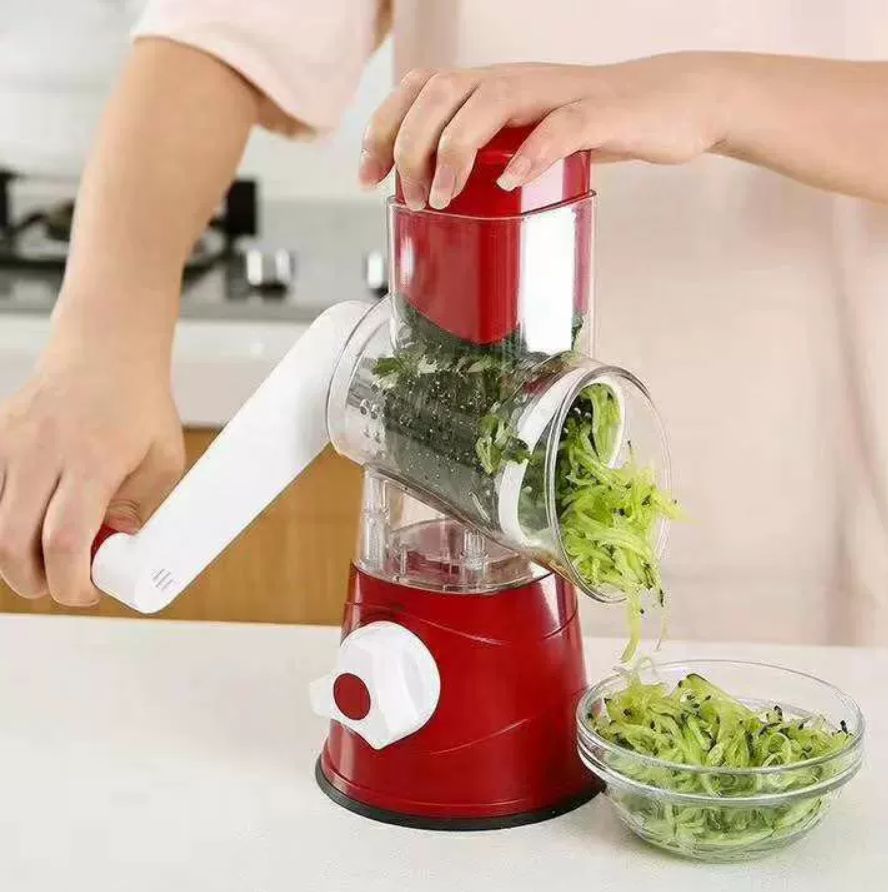 Multi-function vegetable cutter, hand crank, rotary grater, 3-in-1 drum vegetable cutter, vertical 4-in-1 all slicer