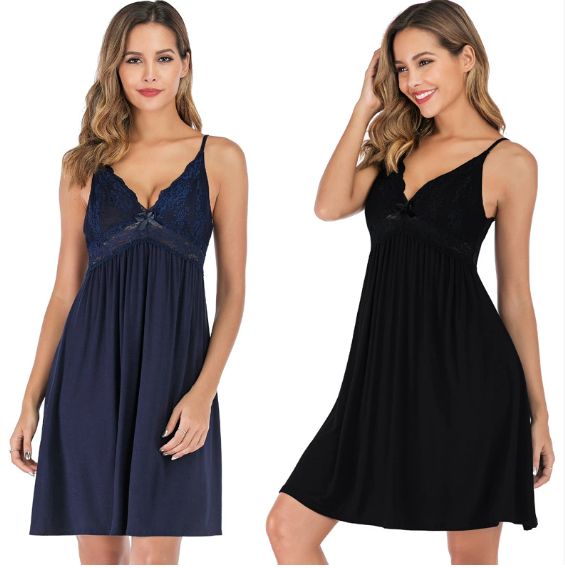 Lace sexy halter dress home wear Slim thin large swing nightgowns