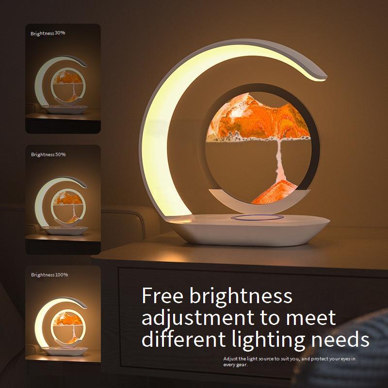 SR Wireless charging led quicksand room decoration table lamp school tiki home living room bedroom decorative lamp crescent type