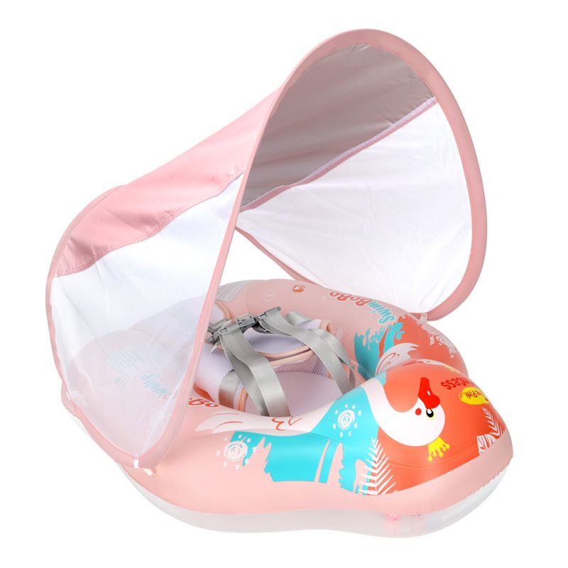 Baby swimming ring pink swan style prone ring underarm ring sun protection children's swimming ring