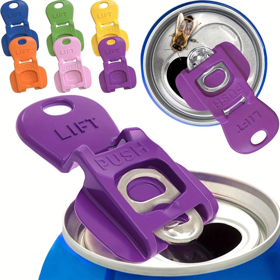 6/12/18pcs Color Beverage Can Opener With Protective Cover Plastic Tab Can Openers Reusable Easy Can Opener Kitchen Tool