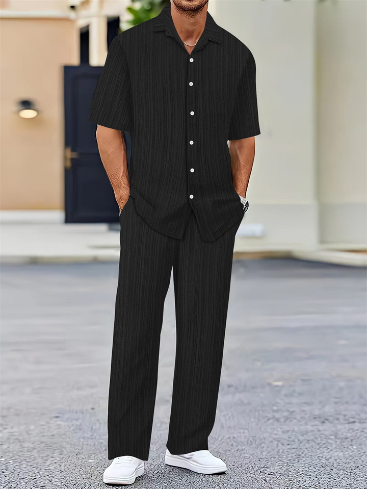 (Shirt+Pants) Summer new arrival Men Fashion Classic Shirt men Business Casual Shirts Men A Set Of Clothes