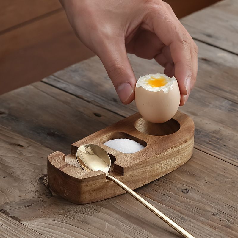 Wooen Tray For Soft Boiled Eggs 3-Slot Wood Small Cheese Serving Holder Tabletop Soft Boiled Eggs Organizer Tray For Home Dorm