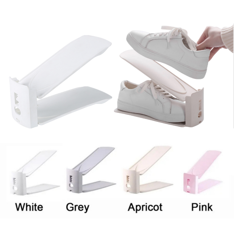 Creative Plastic Double-Layer Shoe Rack Adjustable Space-Saving Shoe Storage Rack Simple Shoe Holder Cabinet