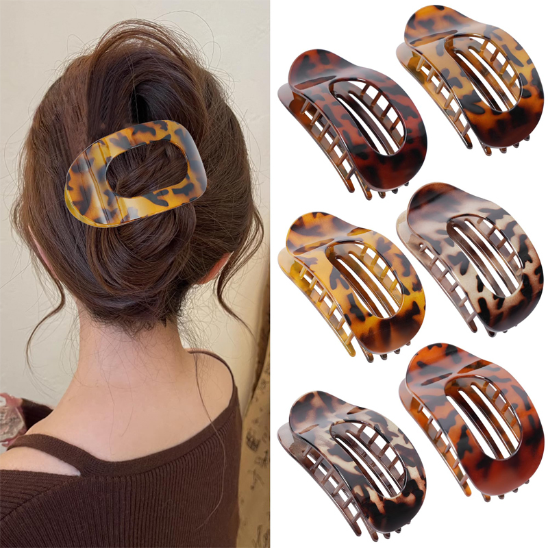 Popular Flat Claw Clip Korean Acetic Acid Hair Clip Hair Accessories Women's Spoon Leopard Hair Clip Top Clip Simple Headpiece