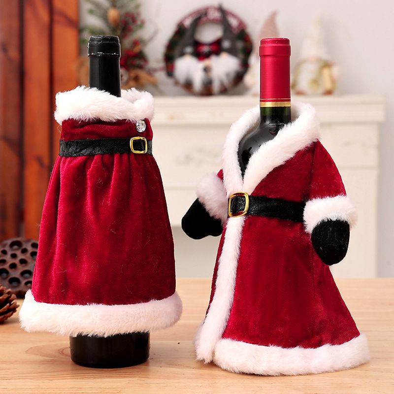 Christmas Decorations: Skirt-Style Wine Bottle Cover Creative Christmas Wine Bottle Cover Home Dining Table Decor