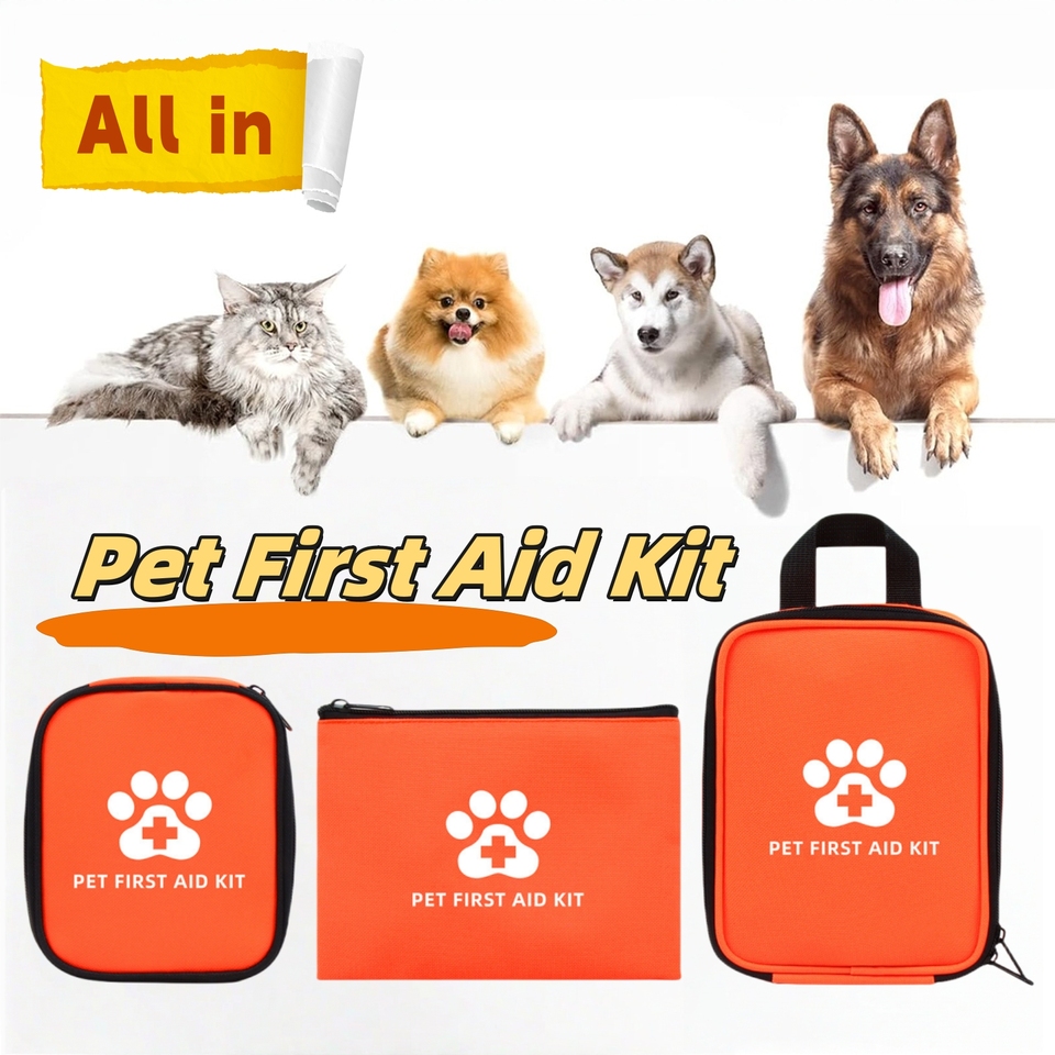 Portable Pet First Aid Kit Compact Emergency Medical Pack with Bandages Dressings & Tools for Dogs Cats Outdoor Adventures